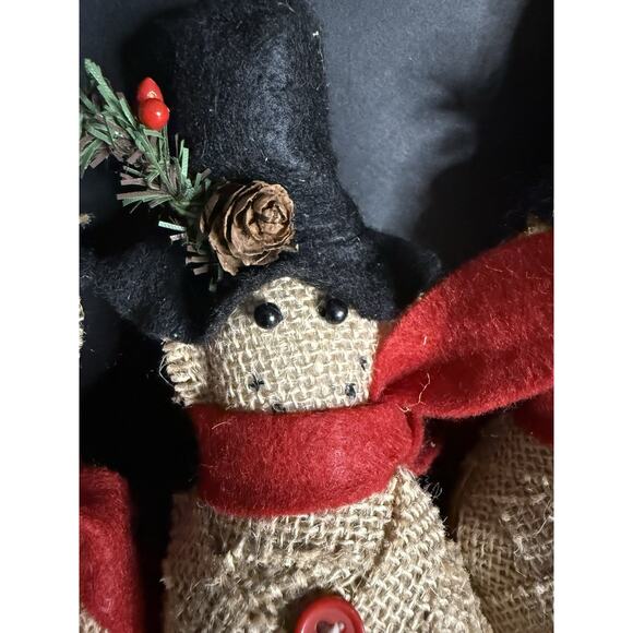 Country Snowman Christmas Ornaments Set (3) Hanging Holiday Decor Farmhouse - Picture 4 of 4